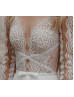 Sheer Long Sleeve Ivory Lace Tulle Boho Wedding Dress